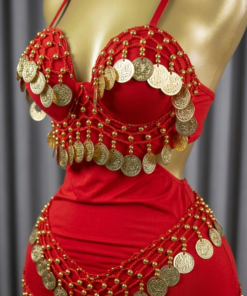 belly dance costume 2 piece black - tenue danse orientale femme - بدلة رقص شرقي احمر