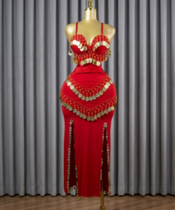 belly dance costume 2 piece black - tenue danse orientale femme - بدلة رقص شرقي احمر
