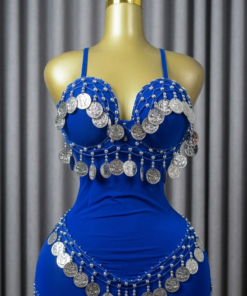 belly dance costume 2 piece black - tenue danse orientale femme - بدلة رقص شرقي ازرق