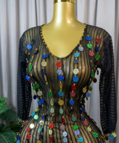belly dance costume 2 piece black - tenue danse orientale femme - بدلة رقص شرقي الوان