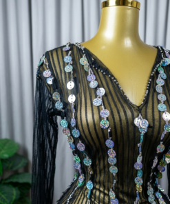 belly dance costume 2 piece black - tenue danse orientale femme - بدلة رقص شرقي فضي