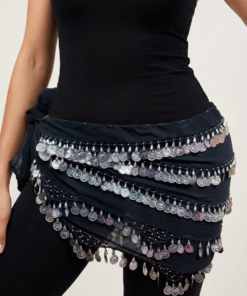 gold belly dance hip scarf 5 rows coins for women - حزام رقص شرقي فضي بخمس صفوف عملات - ceinture danse orientale dorée