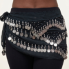 gold belly dance hip scarf 5 rows coins for women - حزام رقص شرقي دهبي بخمس صفوف عملات - ceinture danse orientale argentée