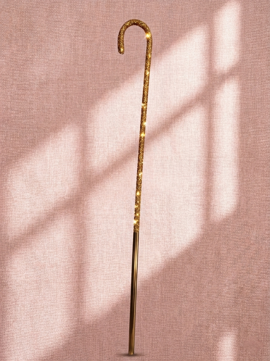 عصاية رقص شرقي ذهبية لامعة بتصميم أنيق Elegant gold oriental dance cane Canne de danse orientale dorée élégante
