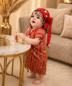 robe enfant orientale rouge et dorée