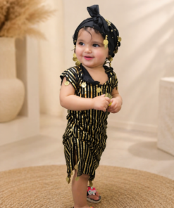 robe enfant orientale rouge et dorée