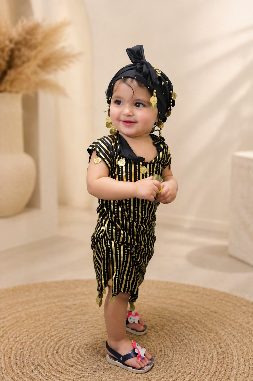robe enfant orientale rouge et dorée