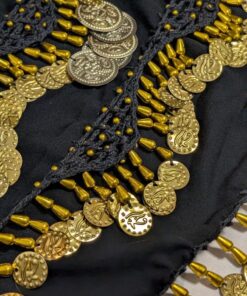 gold belly dance hip scarf 5 rows coins for women - حزام رقص شرقي دهبي بخمس صفوف عملات - ceinture danse orientale dorée